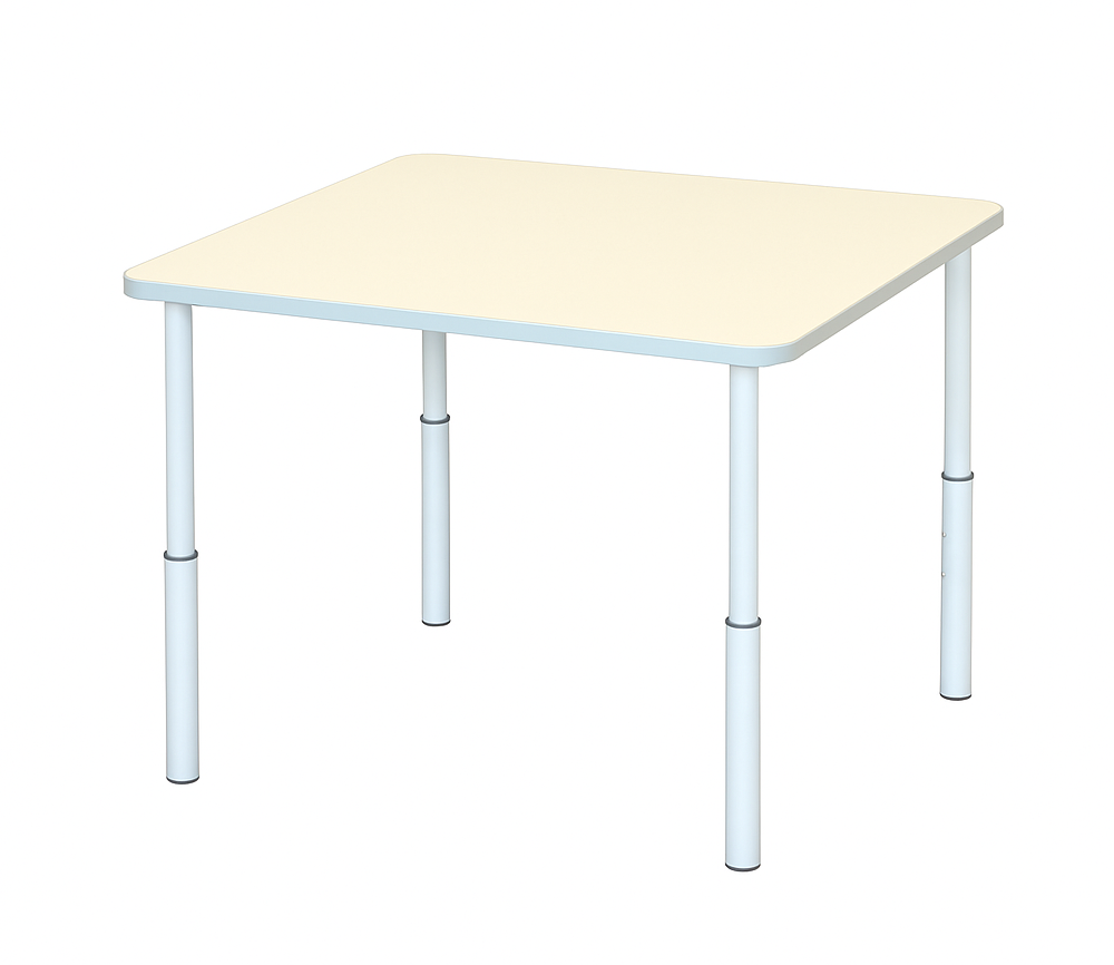 Дитячий квадратний стіл, регулюється на ростові групи №1-3, ЛЕЛЕКА, 830х830х460-580 мм.